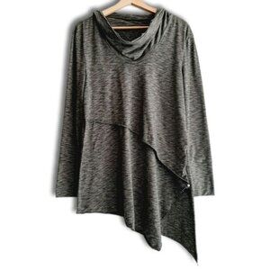 NEON BUDDHA Relaxed Fit Asymmetric Hem Sweatshirt Mockneck Melange Grey Sz S